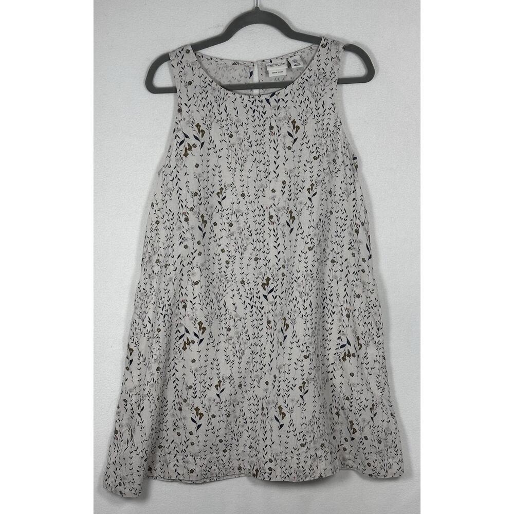 Rachel Zoe 100% Linen Shift Tank Dress Floral Casual Minimalist Pockets Size S